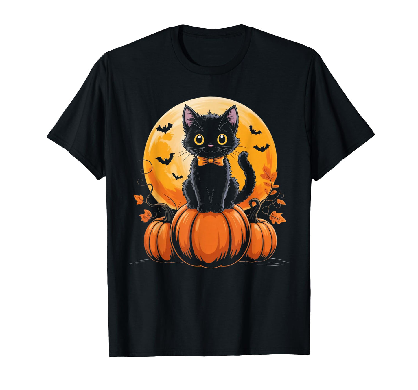 Retro Black Cat Pumpkin Halloween Costume Fall Autumn Gifts T-Shirt