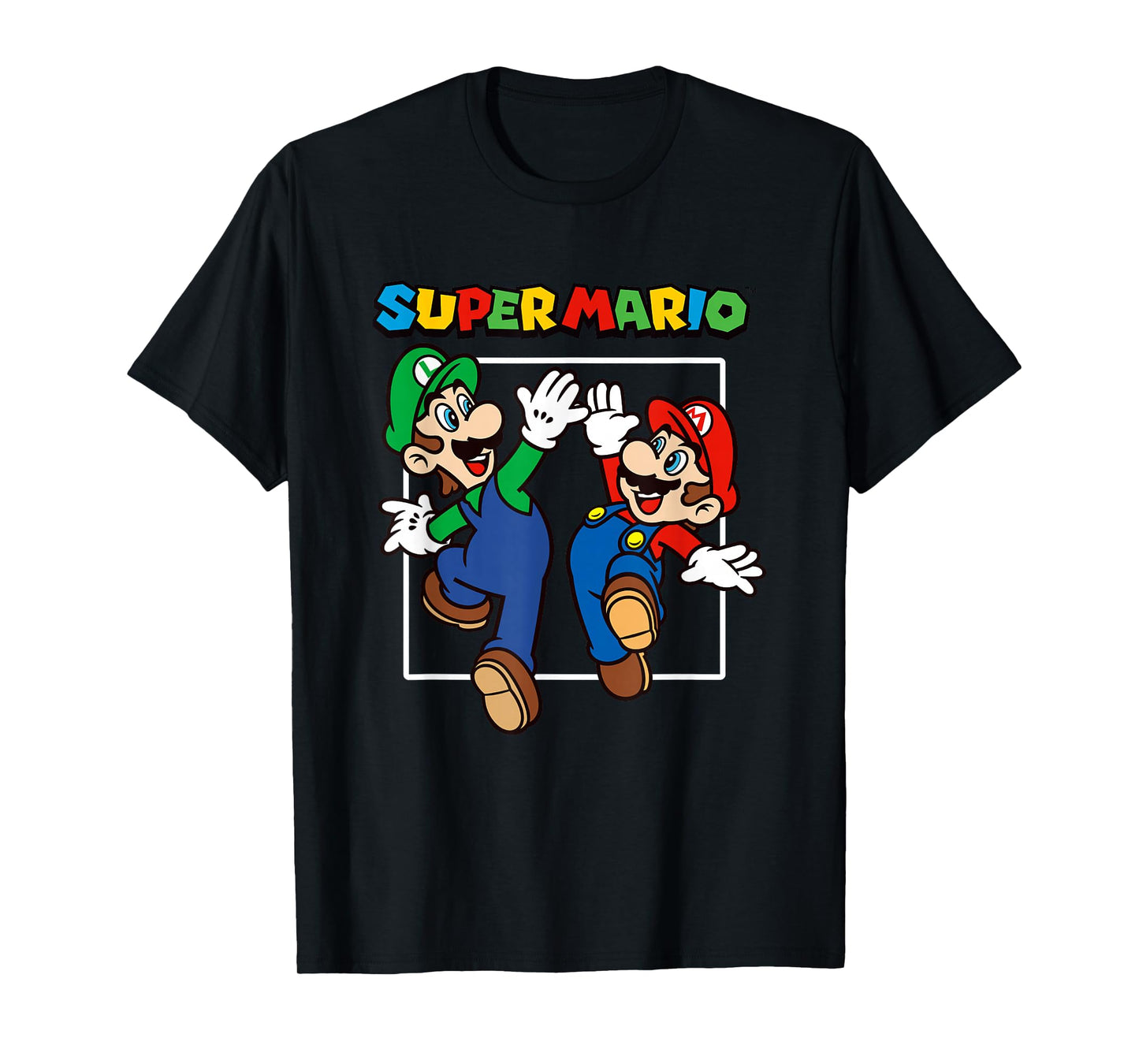 Super Mario Bros Big Jump High Five Retro Portrait T-Shirt