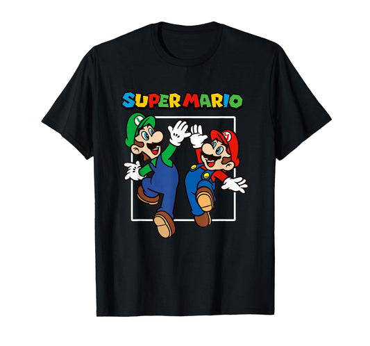 Super Mario Bros Big Jump High Five Retro Portrait T-Shirt
