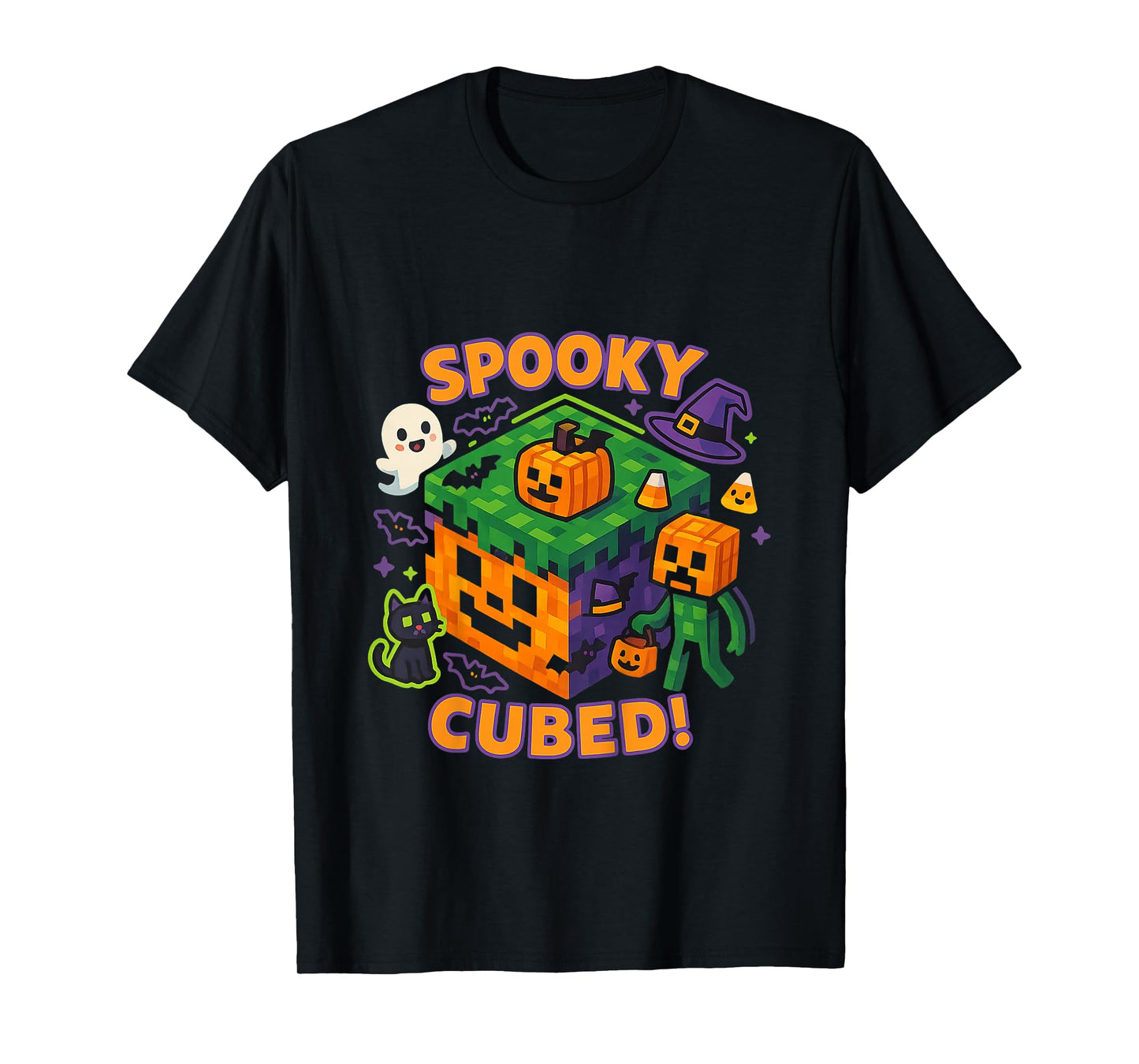 Kids Spooky Cubed Halloween Fun T-Shirt