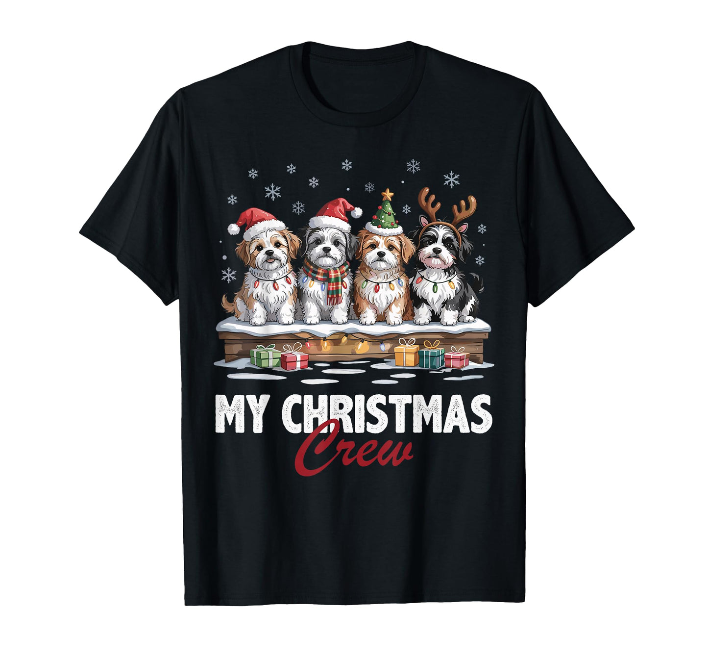 Havanese Christmas Crew Funny Dog Lovers Holiday Pajama T-Shirt