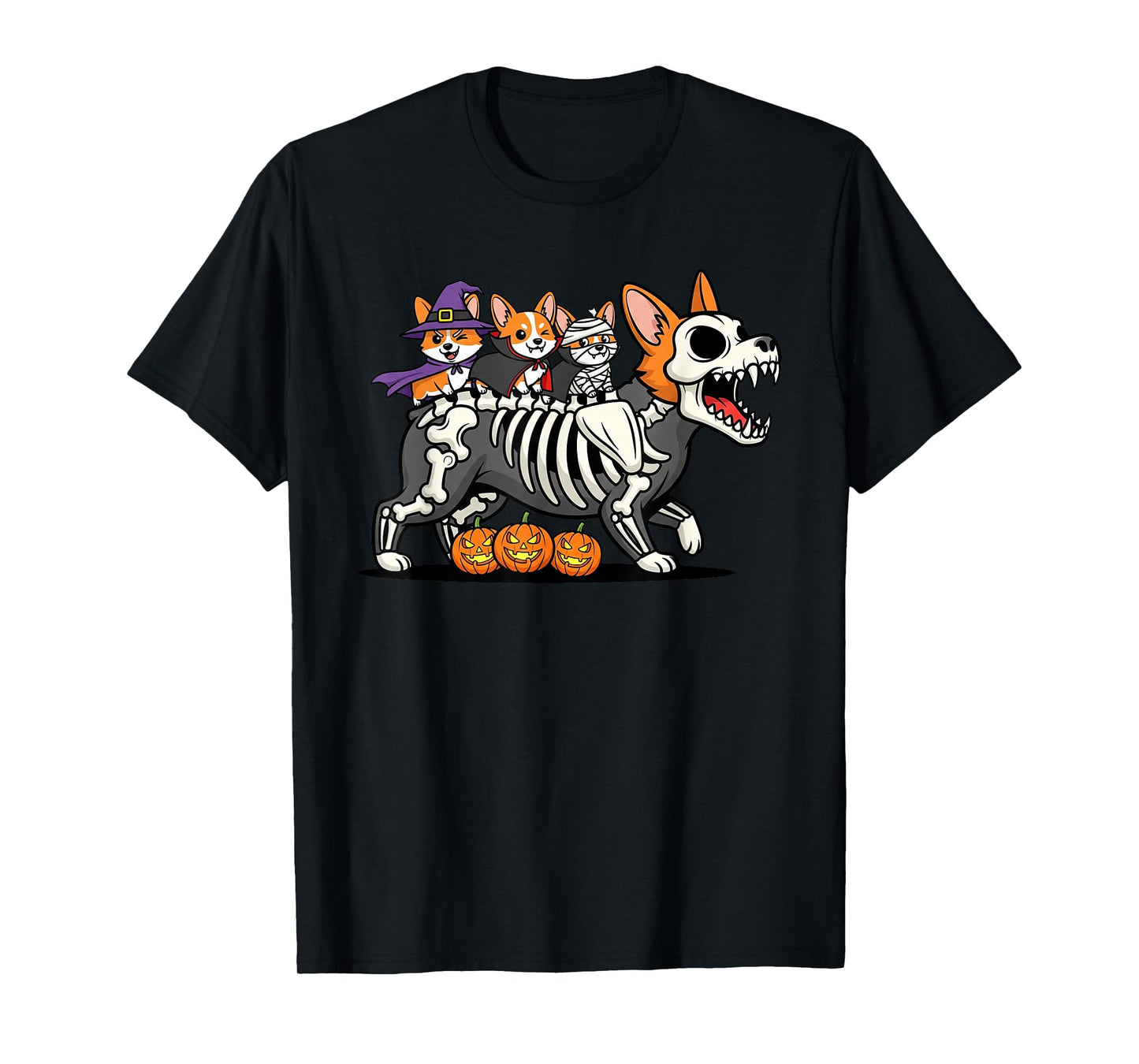 Funny Corgi Skeleton Mummy Witch Halloween Kids Mens Womens T-Shirt