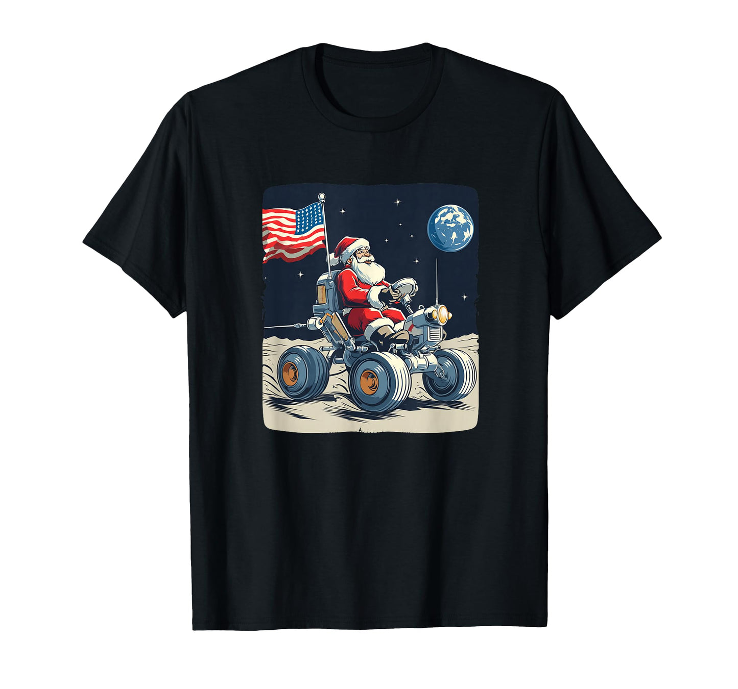 Nice Christmas on Moon Costume for Space Vehicle and Santa T-Shirt