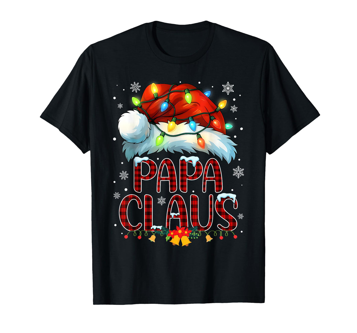 Christmas Hat Lights Pajama Papa Claus Family Matching T-Shirt