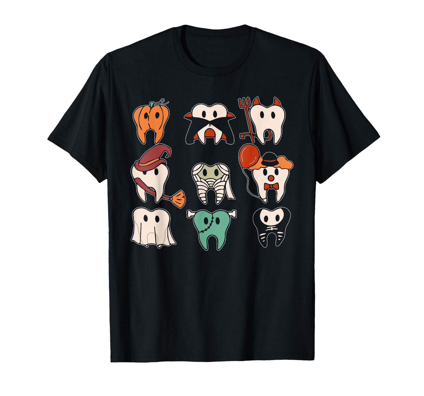 Funny Halloween Teeth Ghost Dentist Dental Squad Men Women T-Shirt