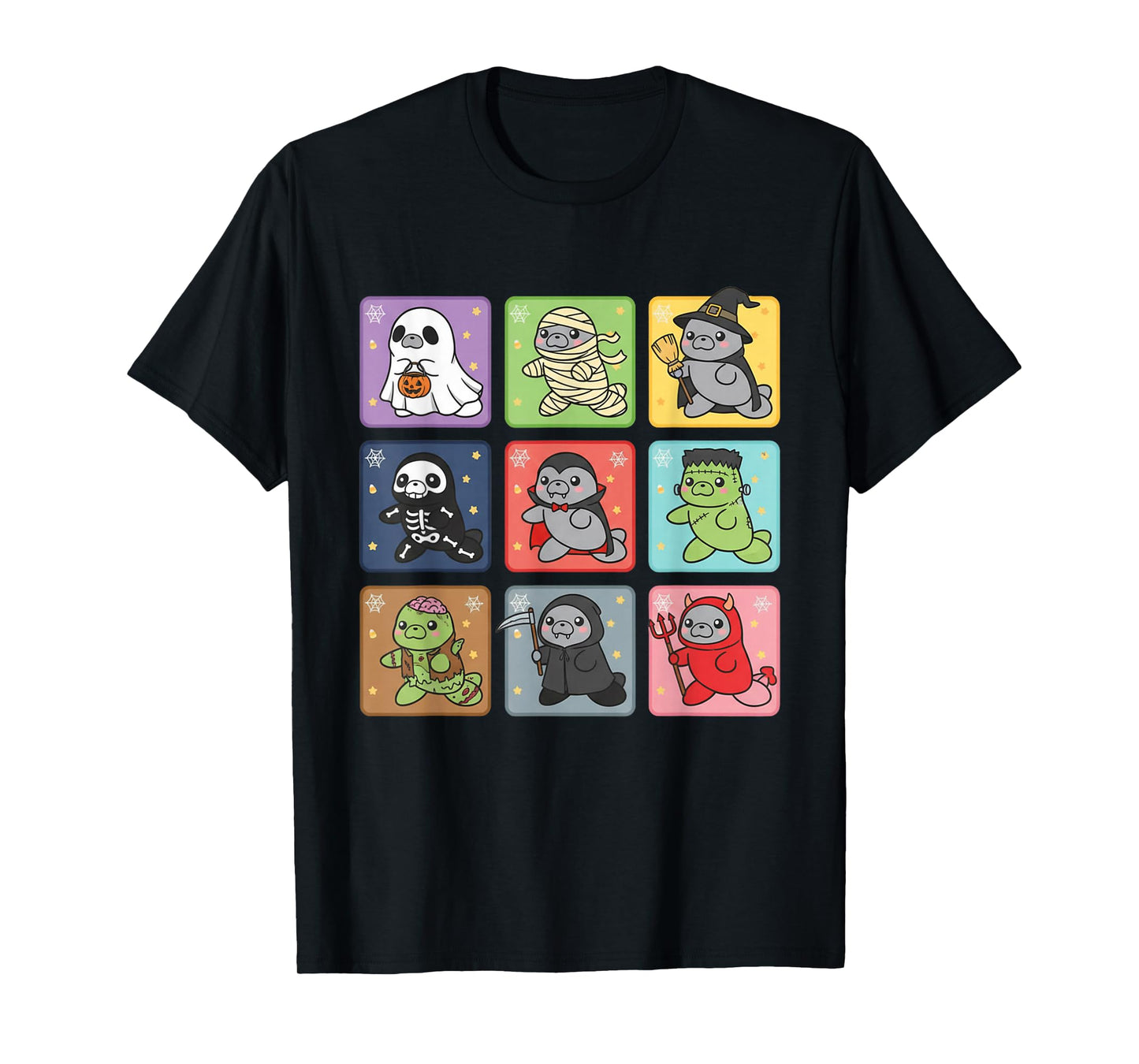 Funny Cute Manatee Boo Witch Zombie Vampire Halloween T-Shirt
