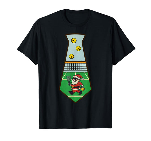 Santa Playing Pickleball Christmas Vintage Funny Xmas T-Shirt