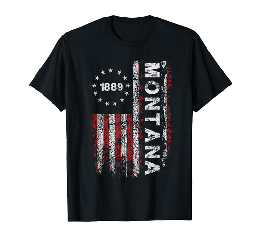 Montana State US Flag Vintage For Men Women Youth T-Shirt