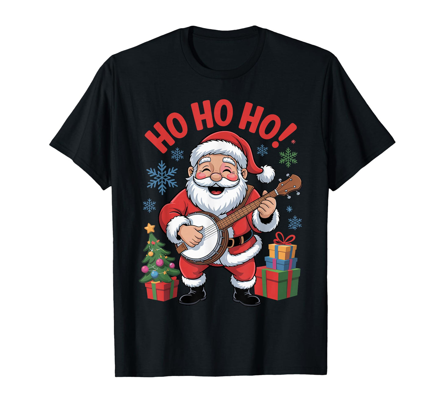 Funny Santa Playing Banjo Holiday Chrismas Xmas Pajama T-Shirt