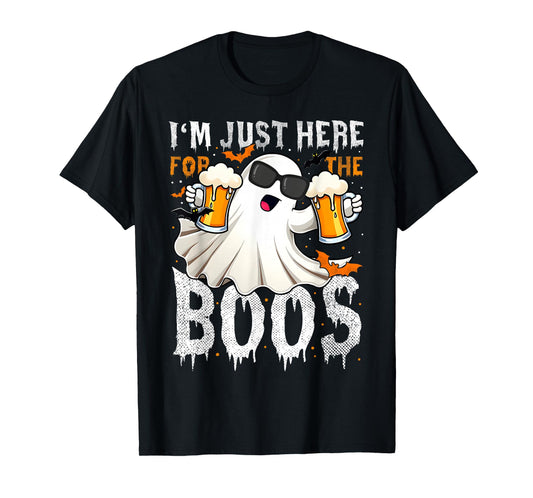 Im Just Here For The Boos Retro Ghost Beer Halloween Costume T-Shirt