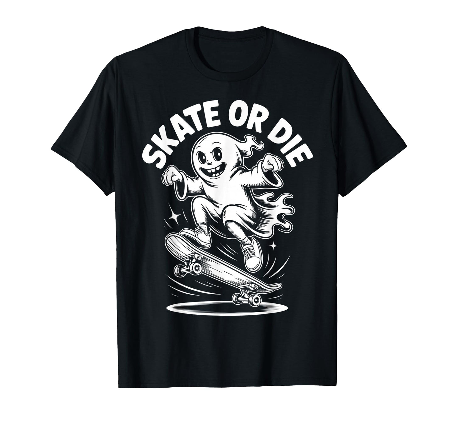 Funny Ghost On Skateboard Retro Halloween Costume Kids Boys T-Shirt