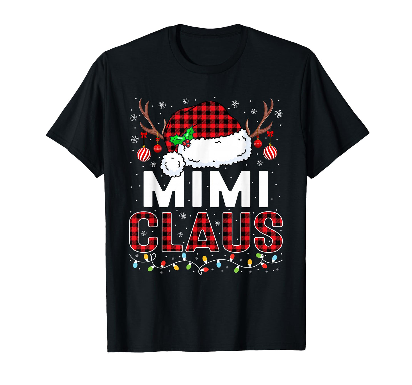 Christmas Lights Mimi Claus Family Matching Xmas Pajama T-Shirt