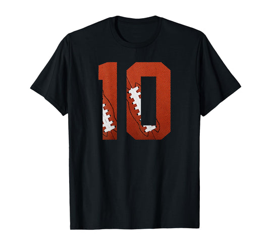 Number 10 BACKSIDE - American Football Jersey Numbered T-Shirt