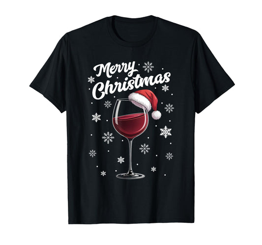 Party Outfit Christmas Pajamas Women Wine Glass Wine T-Shirt