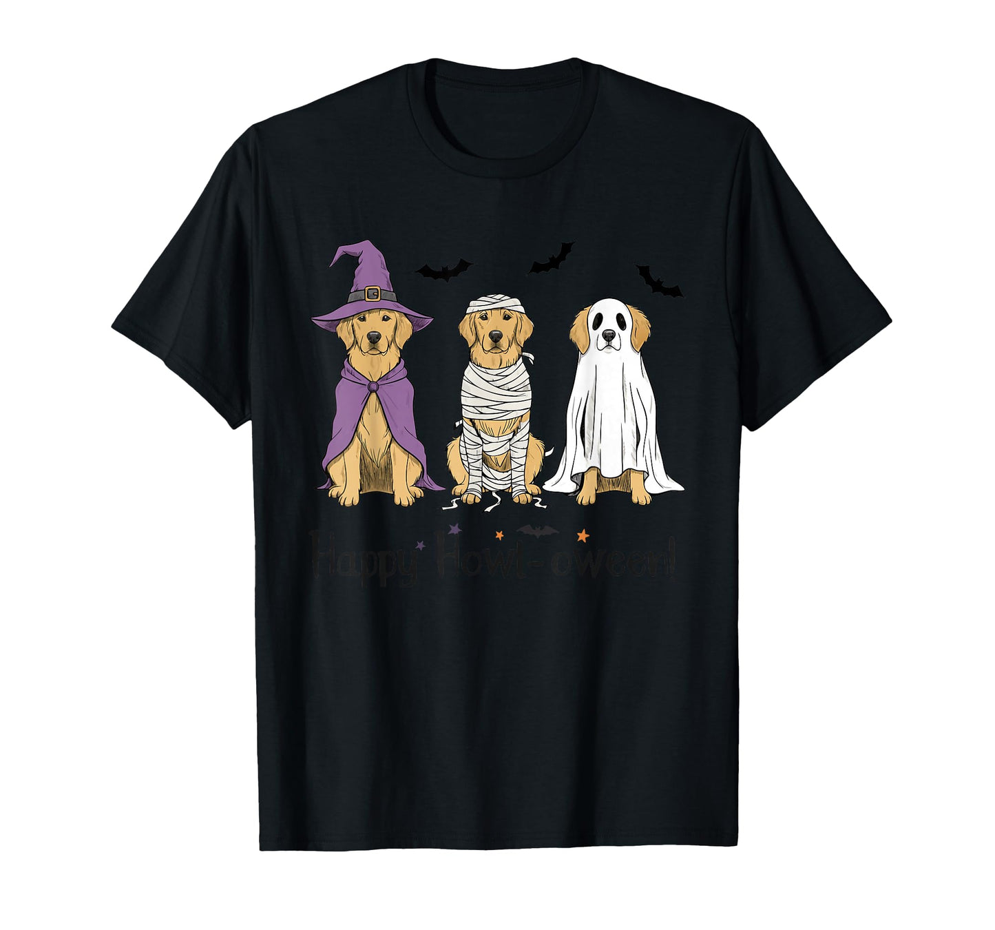 Golden Retriever Halloween Witch Mummy Ghost T-Shirt