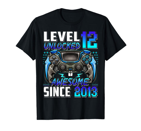 Level 12 Unlocked Awesome Since 2013 12th Birthday Gaming T-Shirt