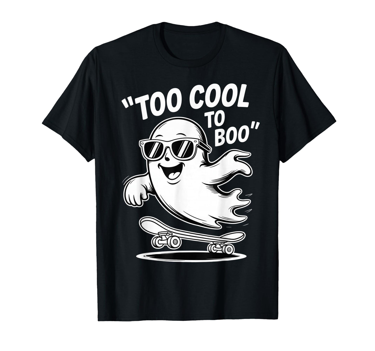 Funny Ghost On Skateboard Retro Halloween Costume Kids Boys T-Shirt