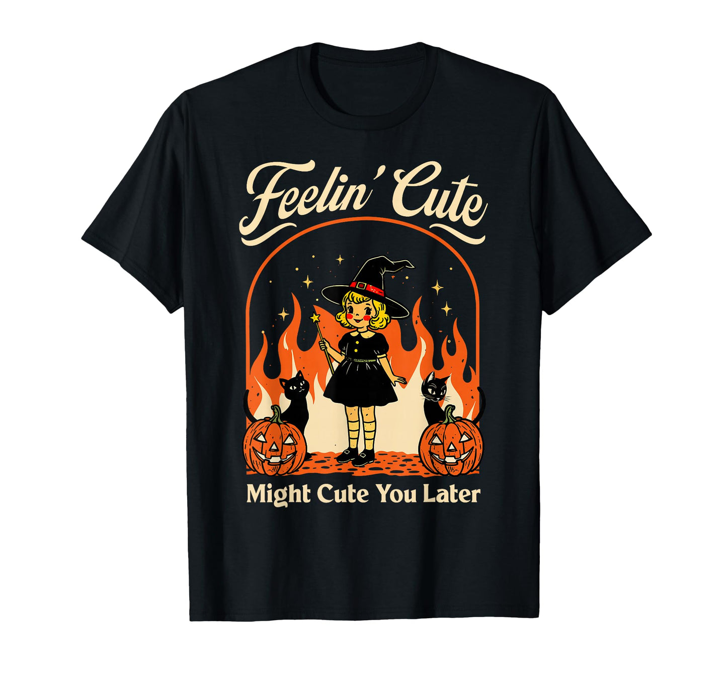 Feeling’s Cute Might Curse You Later Halloween Black Cat T-Shirt