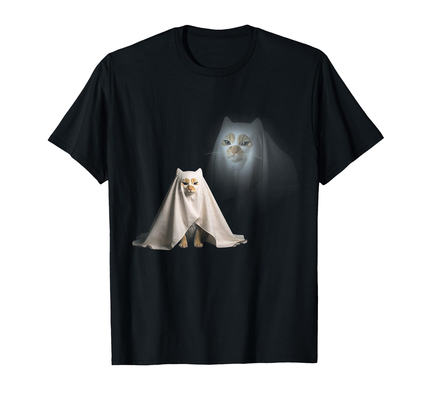 Ghost Cat Halloween Spooky Season Kitty Lover Fall Vibes T-Shirt