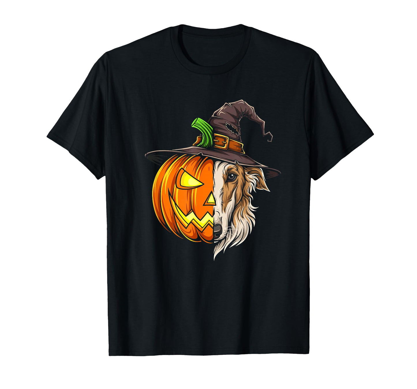Borzoi Pumpkin Jack O Lantern Halloween Kids Mens Womens T-Shirt