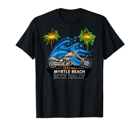 2025 Fall Myrtle Beach Bike Rally with Vintage Art ON Back T-Shirt