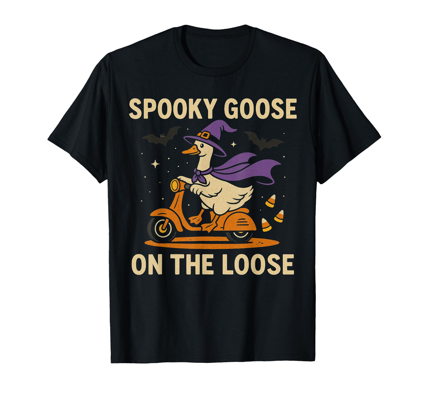 Vintage Spooky Goose on The Loose Funny Halloween Retro T-Shirt