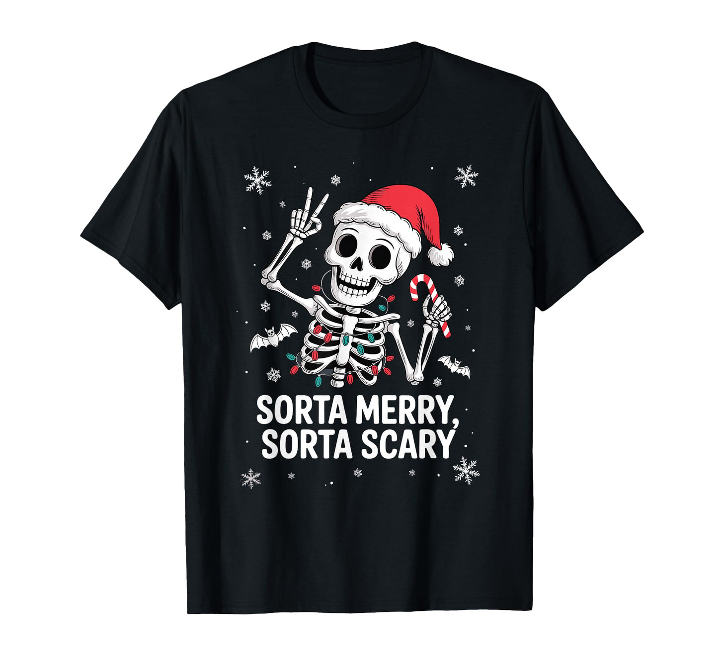 Sorta Merry Sorta Scary Skeleton Christmas T-Shirt