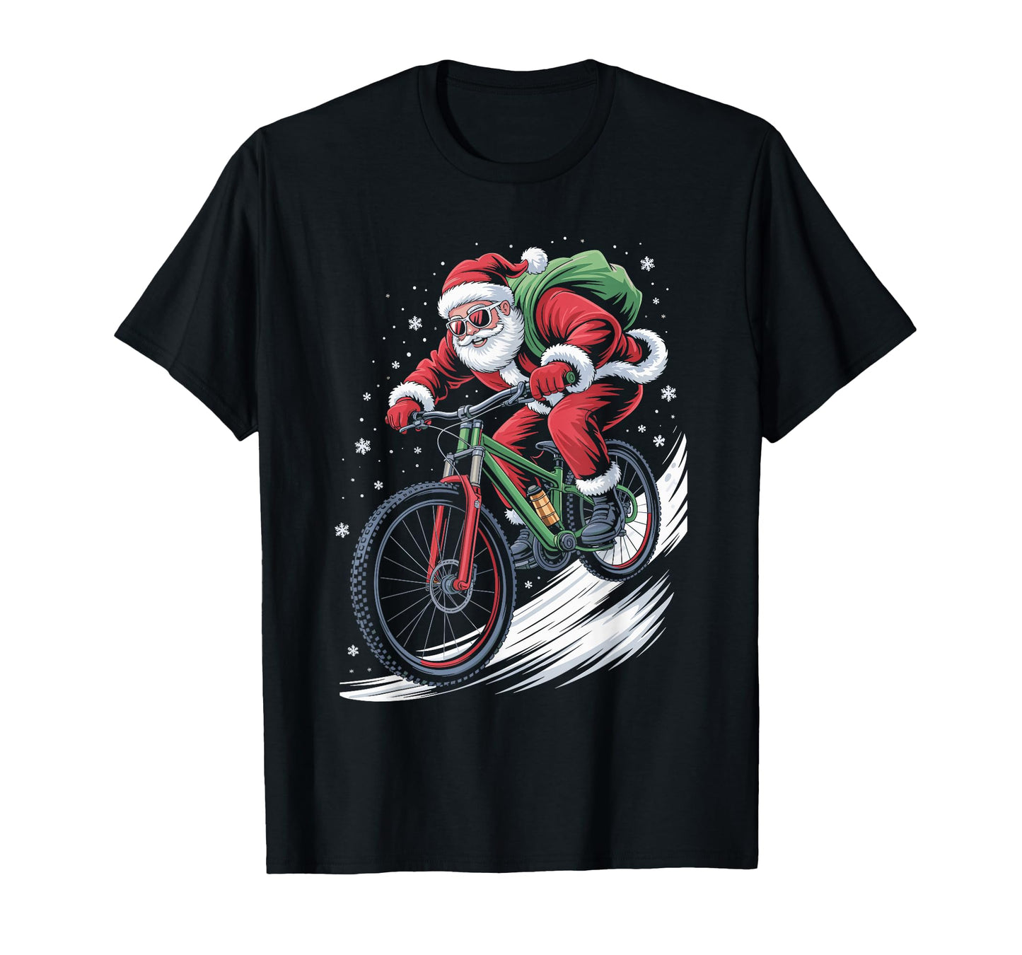 Santa Claus Mountain Bike Ugly Christmas Sweater MTB T-Shirt