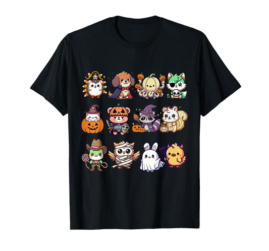 Cute Spooky Animals Monsters Fluffle in Halloween Costumes T-Shirt