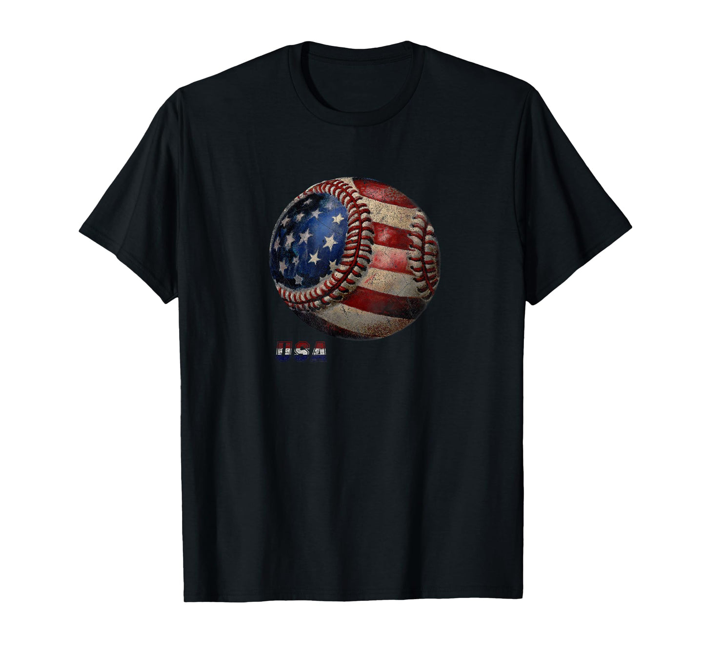 Baseball USA Vintage American Flag T-Shirt