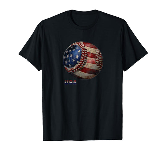 Baseball USA Vintage American Flag T-Shirt