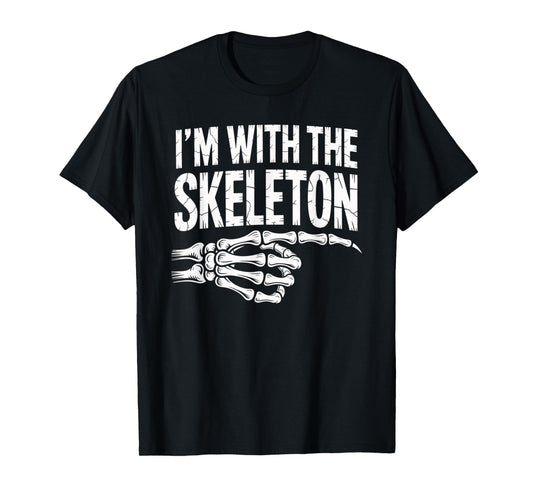 I'm with Skeleton Halloween Costume Couples Matching Gifts T-Shirt