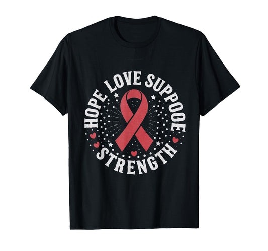 Red Ribbon Week 2024 HOPE LOVE SUPPORT Red Ribbon Week T-Shirt