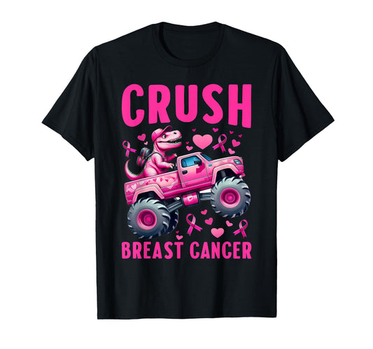 Crush Breast Cancer Awareness Monster Truck Toddler Boy Kids T-Shirt