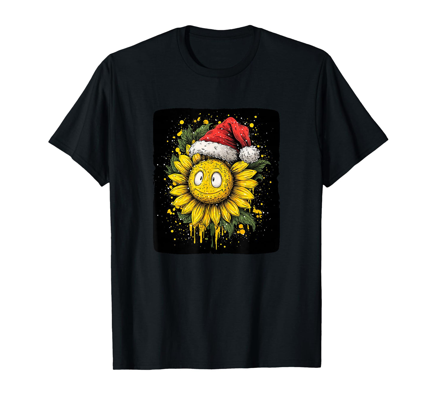 Awesome Sunflower with Santa Hat for Christmas T-Shirt