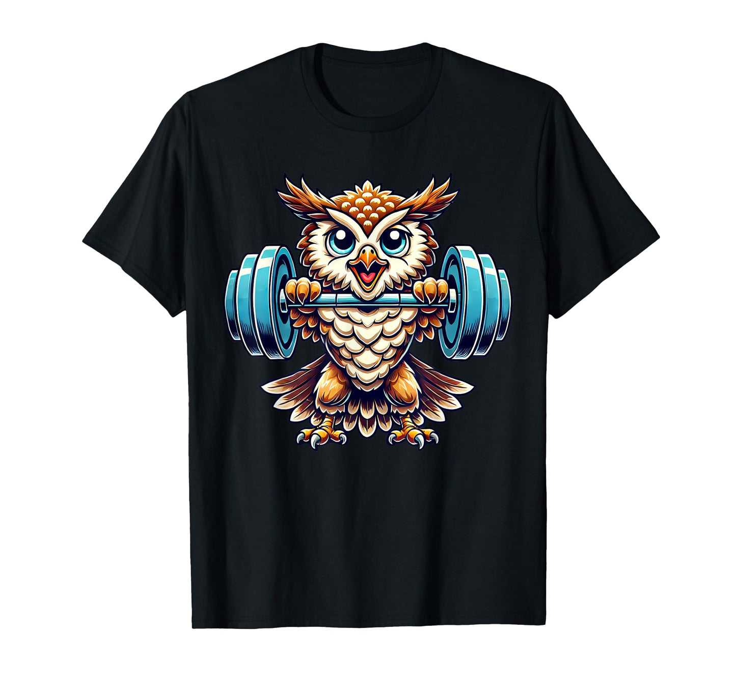 Strong Owl Weightlifting Cartoon Owl Lifter T-Shirt