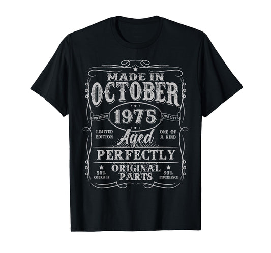 50 Years Old Made In October 1975 Vintage 50th Birthday Men T-Shirt