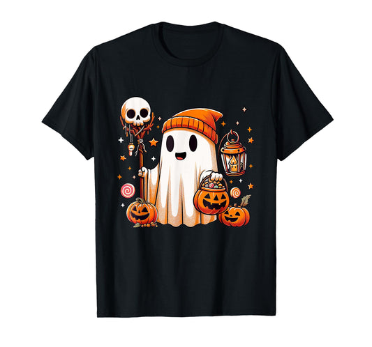 Halloween Ghost Skull Pumpkin Trick Or Treat Candy Boys Kids T-Shirt