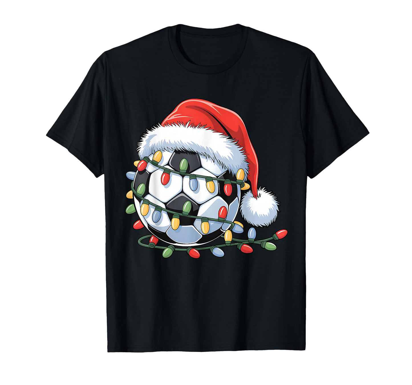 Soccer Ball Santa Hat Xmas Funny Christmas Soccer Lover T-Shirt