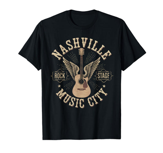 Nashville Music City Tshirt Women Men Tennessee Rock Country T-Shirt