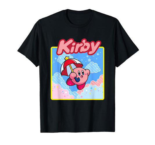 Kirby Pastel Pink & Blue Cloudy Big Character Portrait T-Shirt