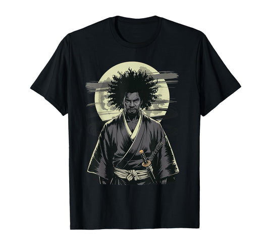Afro American Samurai Vintage Warrior with Katana T-Shirt