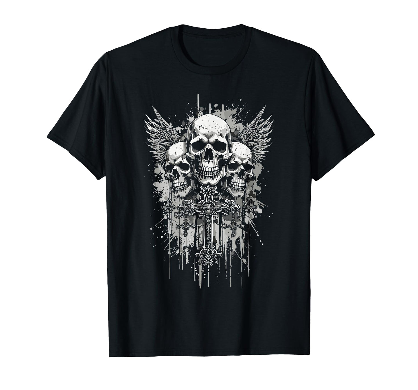 Y2K Grunge Aesthetic Alt Goth Skull Cross Gothic T-Shirt