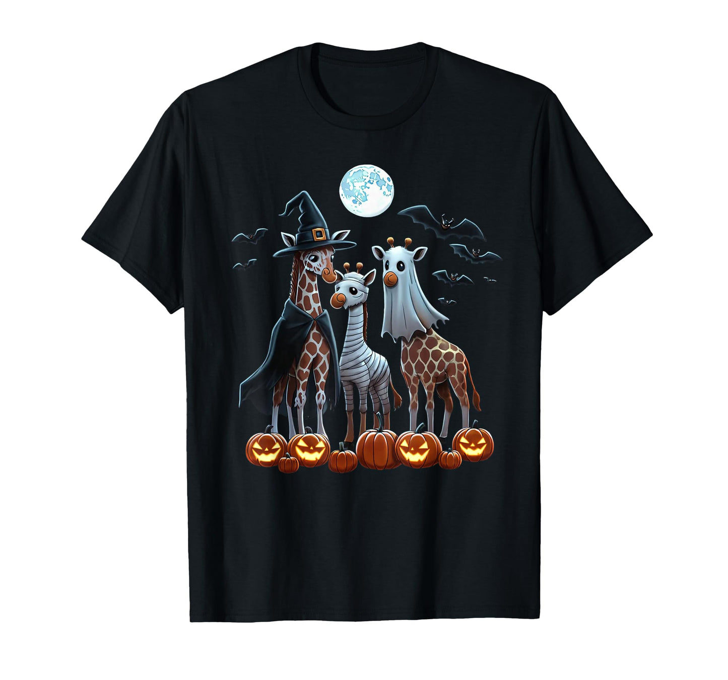 Giraffe Boo Mummy Witch Halloween Costume Giraffe Pumpkin T-Shirt