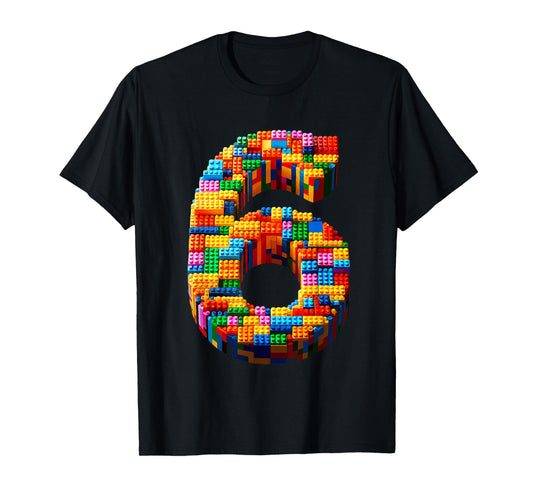 6 Year Old Blocks Building Master Builder 6th Birthday Boy T-Shirt