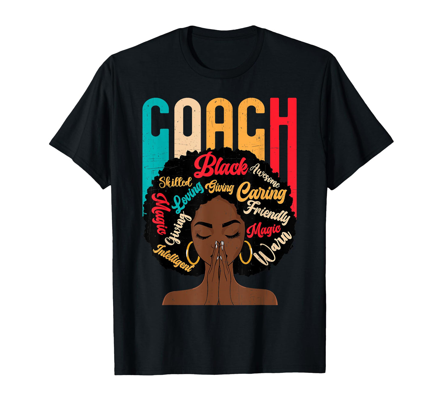 Coach Afro African American Women Black History Month T-Shirt