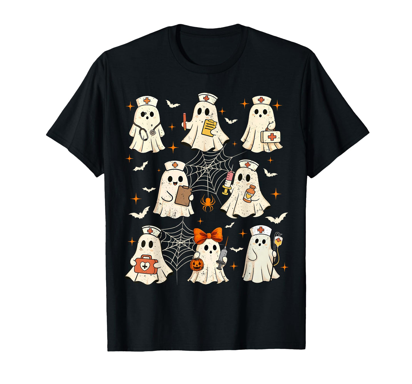 Nurses Ghost Stethoscope Scrub Top Funny RN Nursing Medical T-Shirt