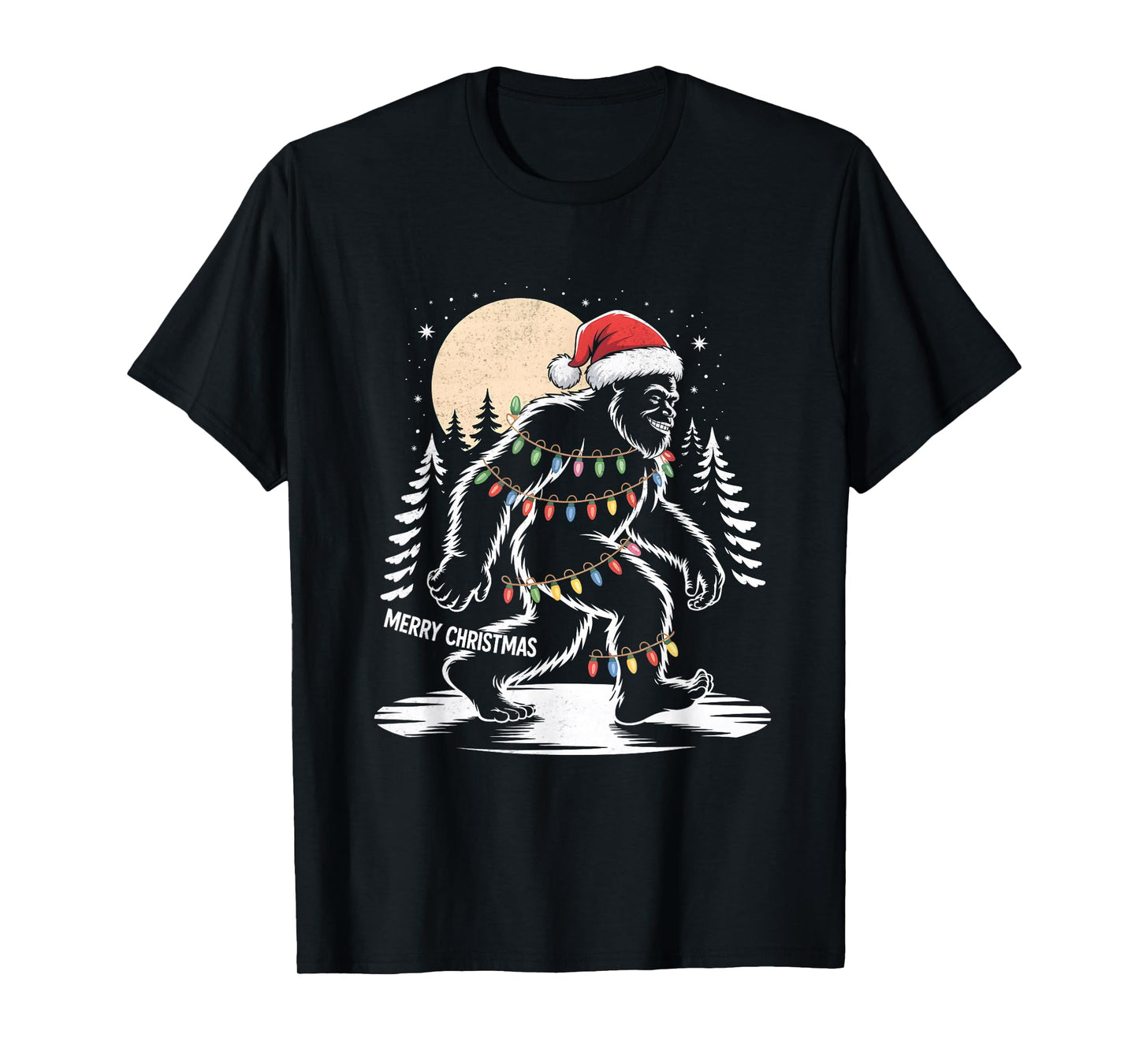 Bigfoot Christmas Yeti Santa Hat T-Shirt