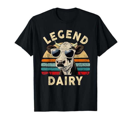 Legend Dairy Funny Farmer Cow Farmer Pun Graphic Cow Vintage T-Shirt