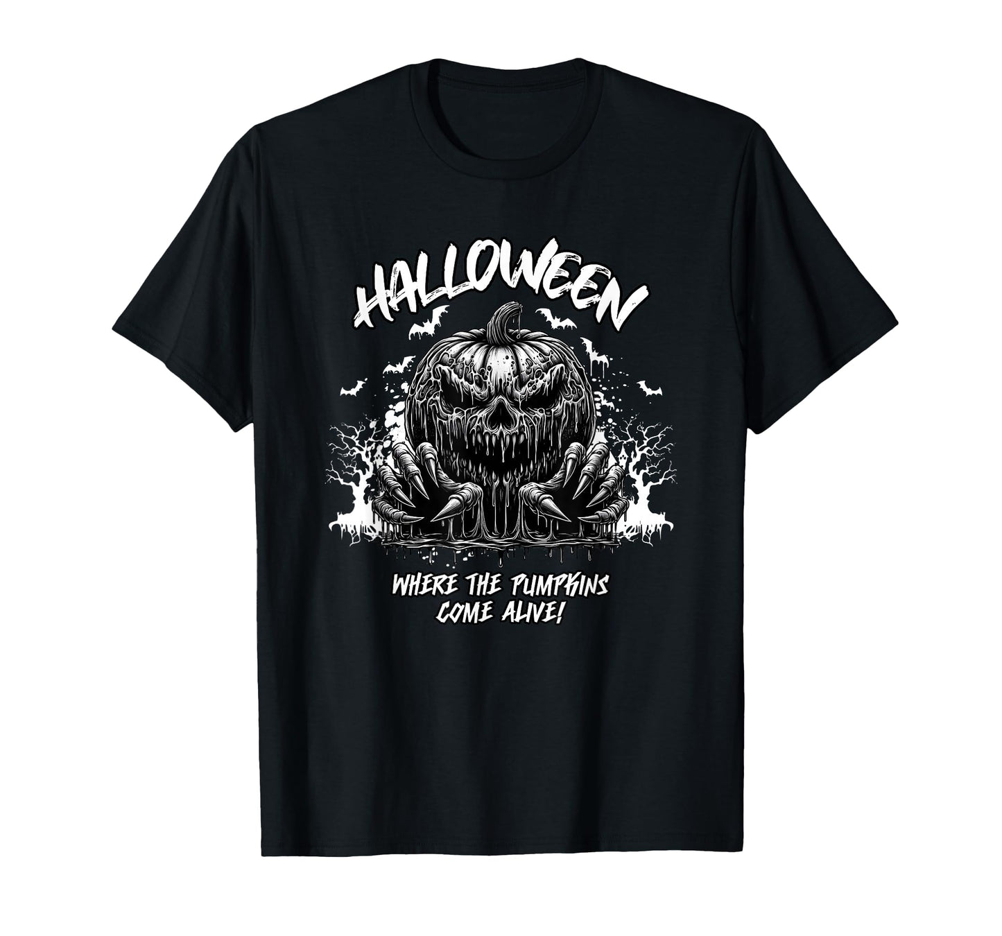 Halloween Where The Pumpkins Come Alive Creepy Witch Moon T-Shirt